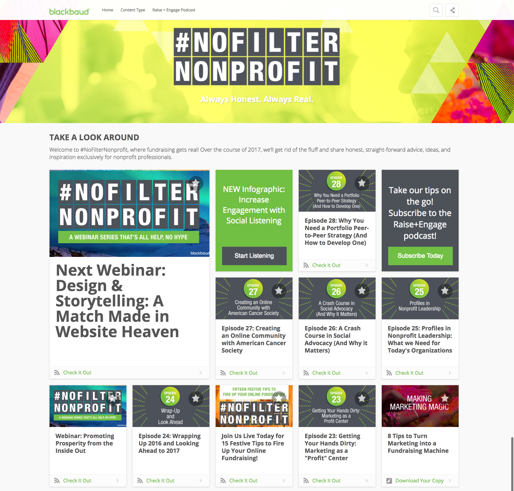 no filter nonprofit hub design
