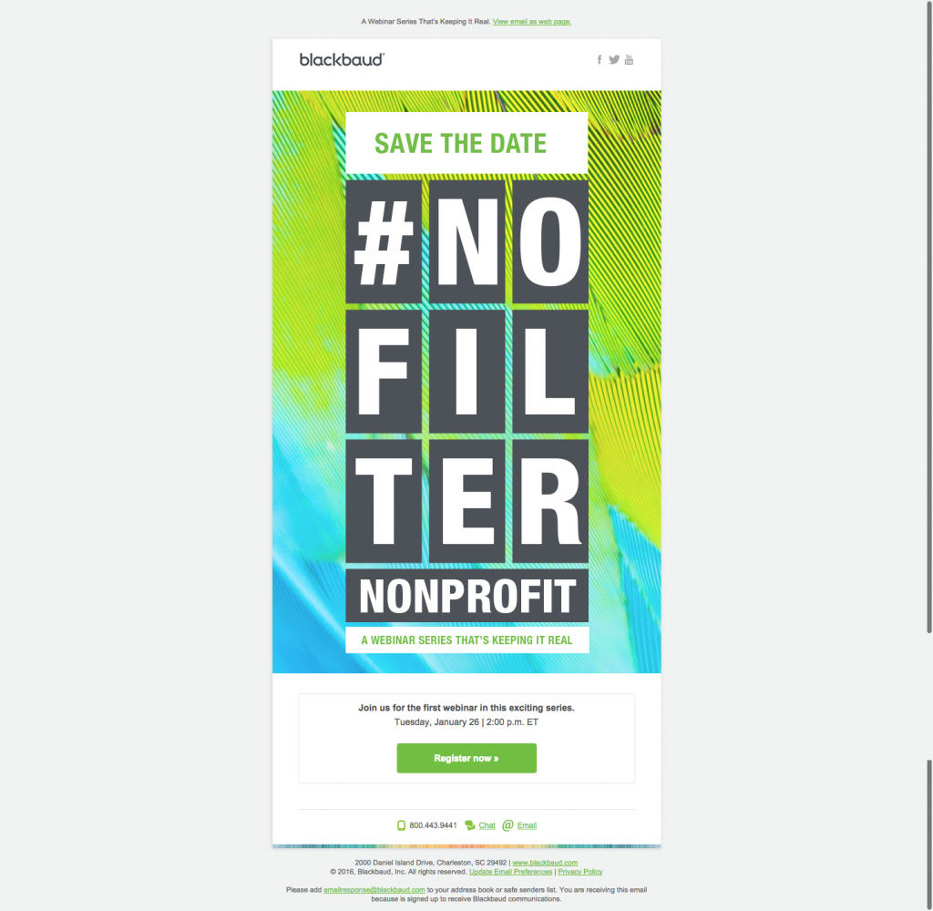no filter nonprofit save the date email